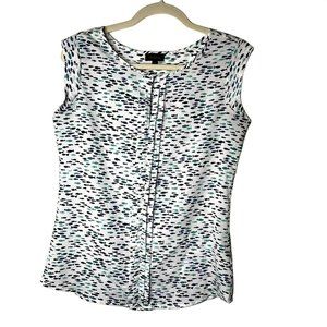 The Limited womens top sz XS sleevesless white blue round neck